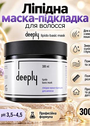 Ліпідна маска для волосся deeply lipido basic mask для сухого й пошкодженого волосся з кокосовою олією та ши 300 мл
