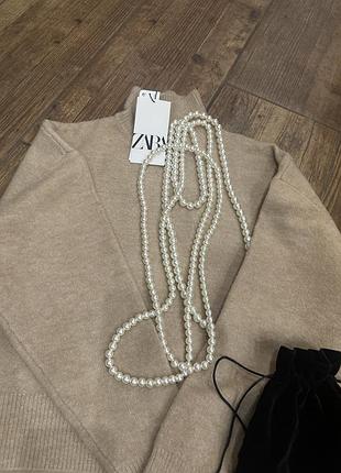 Бежевий светр від zara оверсайз s m / бежевый свитер зара
