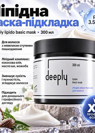 Маска-підкладка для волосся deeply lipido basic mask ліпідна для підготовки до кератину й ботоксу з олією жожоба 300 мл