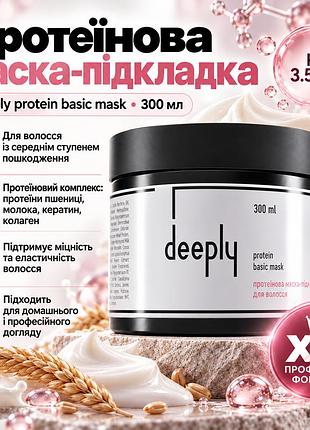 Протеїнова маска для волосся deeply protein basic mask для пористого волосся з кератином, колагеном і протеїнами 300 мл