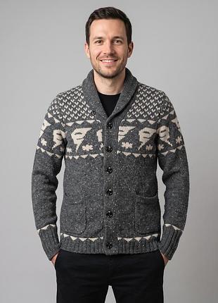 G-star raw draha чоловічий вовняний кардиган шалевий комір жакард сірий m