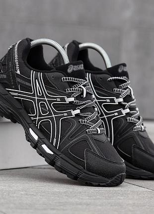 Чоловічі кросівки asics gel kahana 8 чорні фірмові зимові з термопідкладкою гарні з нейлону на кожен день асікс гель кахана