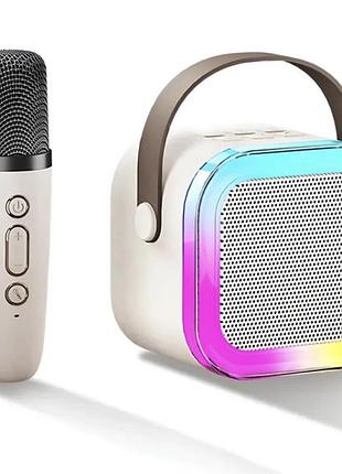 Портативна колонка k12 з караоке мікрофоном та rgb підсвічуванням