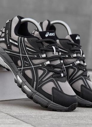 Чоловічі кросівки asics gel kahana 8 чорно сірі фірмові зимові з термопідкладкою гарні з нейлону на кожен день асікс гель кахана