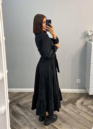 Сукня з мікровельвету з довгим рукавом чорний s-m черный, l-xl, l-xl