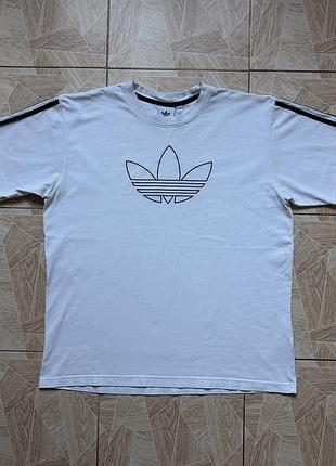 Футболка adidas originals trefoil t-shirt mens xl white black 3 stripes embroidered