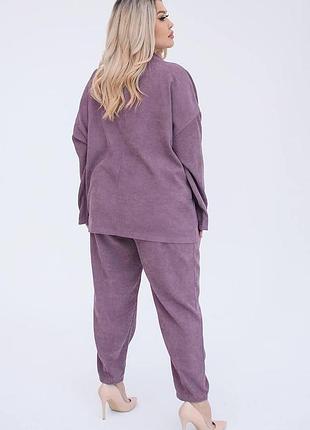 Костюм вельвет: кардиган + штани бузковий 52-54 — ‼️заміри в описі‼️