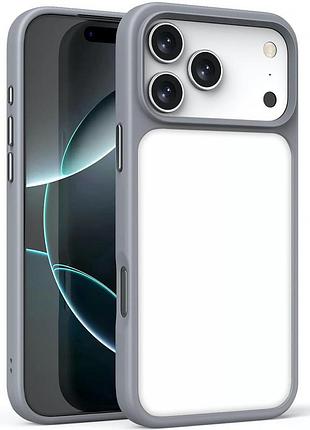 Накладка metal buttons для apple iphone 18 pro max / iphone 17 pro max, прозоро-матовий чохол з металевими кнопками айфон 18 про