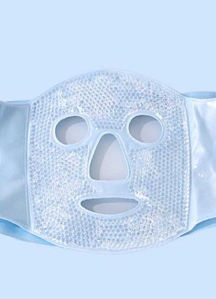 Гелева маска для обличчя багаторазова, холодна та гаряча терапія, маска від набряків cooling face mask black блакитна