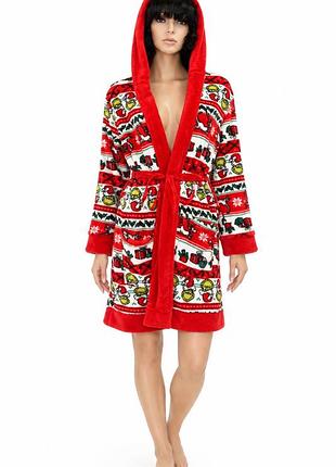 Primark love to longe grinch гринч халат банный теплий плюшевий легкий