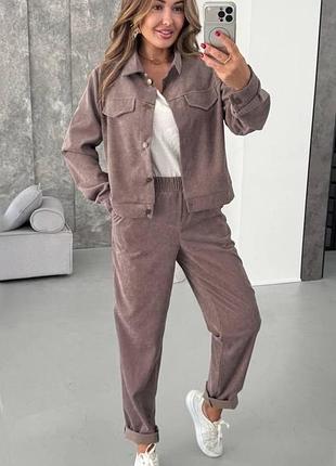 Костюм двійка з мікро вельвету шоколадний 42-44 кофейный, xl-xxl, 50-52