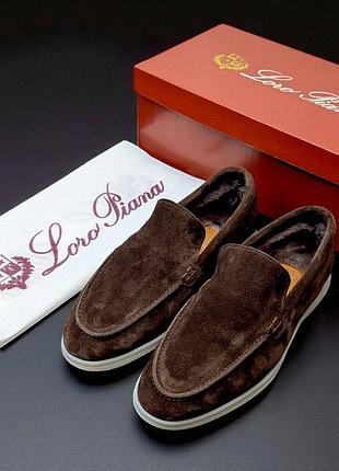 Замшевые лоферы с натуральным мехом&nbsp; loro piana😎