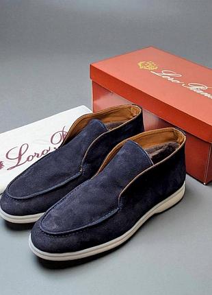Замшевые высокие лоферы с натуральным мехом&nbsp; loro piana😎