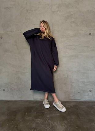 Сукня максі оверсайз з бавовни графітовий 42-46