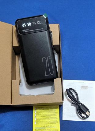 Повербанк 20 000 mah type-c, micro usb, usb 2шт powerbank фонарик для роутера новый