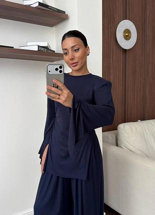 Комплект віскоза, елегантний крій синій xl-xxl