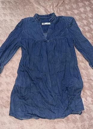 Коротка жіноча джинсова сукня zara синя