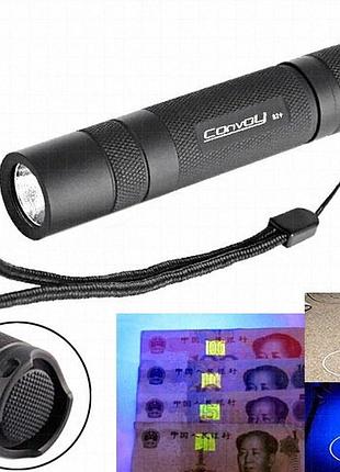 Convoy s2+ уф-ліхтарик 365 нм світлодіод nichia 700 ма зарядний 18650