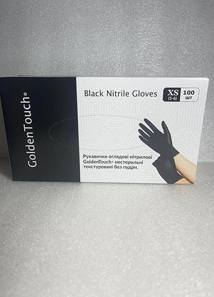 Рукавички нітрилові goldentouch black (xs) щільність 3.7 г чорні в пакованні 50 пар