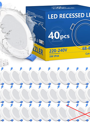 Zizzler - вбудований led світильник 5 вт, 6000k, ip44, 400 лм, 68–80 мм, 220–240 в. комплект - 36 штук. уцінка