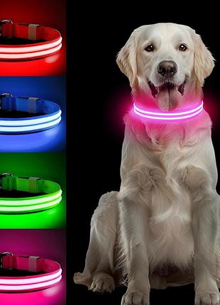 Преміум водонепроникний led нашийник pceotllar usb германія l рожевий