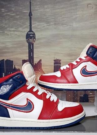 Кросівки air jordan 1 se gs «french blue / gym red» (арт. 575441-081) — розмір 39, устілка 25 см. підліткова/жіноча модель у яскравому забарвленні.