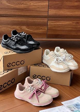 Кроссовки женские ecco розовые белые черные
