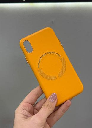 Протиударний шкіряний чохол magsafe для iphone x/xs, преміальний шкіряний чохол для айфон x/xs (помаранчевий)