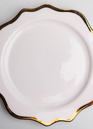 Тарілка сервірувальна порцелянова antique white 25 см yiwu hkpp-10