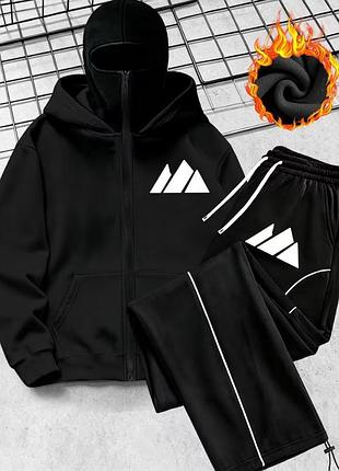Чоловічий спортивний костюм xxl / ua 56, чорний, утеплений