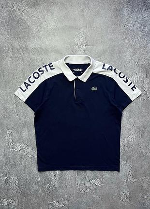 Vintage винтажная футболка поло lacoste лакоста big logo lampas на лампасах size m размер м