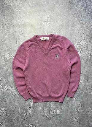 Vintage винтажный шерстяной свитер lyle scott лайл скотт big logo size s размер с