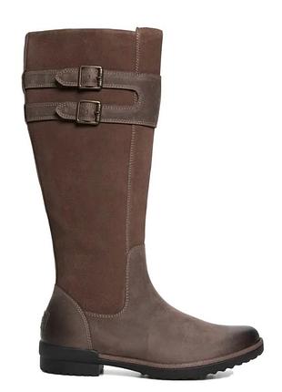 Жіночі високі чоботи ugg zarina  waterproof boot в коричневому кольорі з водонепроникної шкіри і нубука розмір 37-38 24см