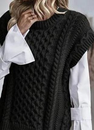 Стильный вязаный жилет, безрукавка оверсайс, shein, m, l, xl