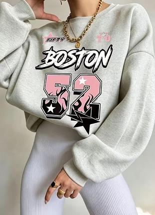 Женский/унисекс свитшот boston 52,l(50), утепленный на флисе