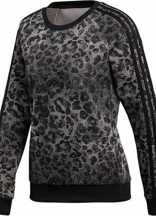 Женский свитшот adidas с леопардовым принтом, черный,s