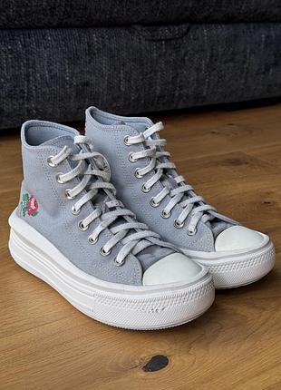 Кеди converse chuck taylor all star move platform rose