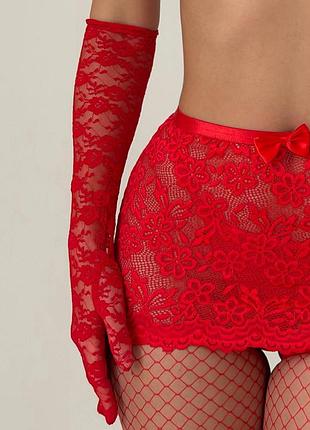 Ld13/1 красные длинные перчатки из кружева
