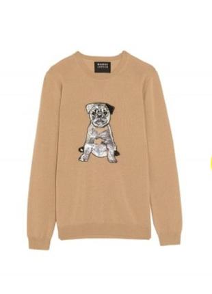 Светр жіночий warren & cooper бежевий, з принтом, 100% вовна merino