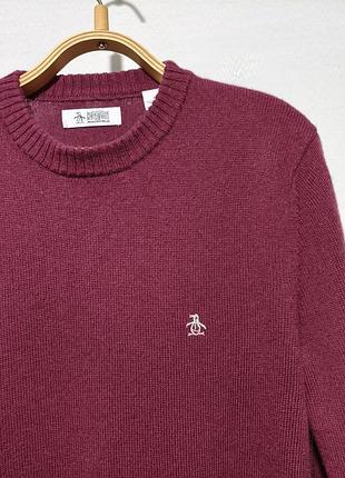 М'який бордовий светр з вовни penguin m колір
" сливове  варення" 100%lamb wool