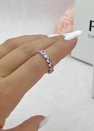 🔥срібна каблучка pandora оркестр рожевих сердець