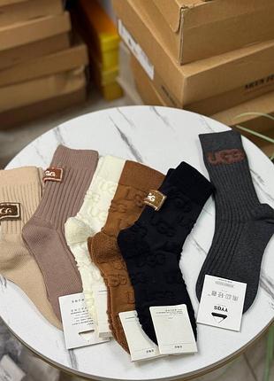 Бестселер сезону 😍носки жіночі ugg демісезонні в рубчик з написом бавовна