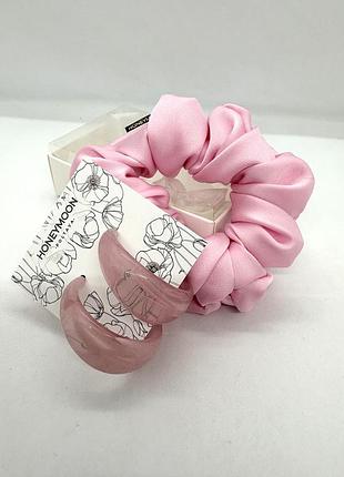 🎁 мини подарочный сет: резинка-скранч из искусственного шелка и серьги honeymoon_es