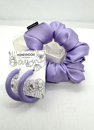 🎁 мини подарочный сет: резинка-скранч из искусственного шелка и серьги honeymoon_es