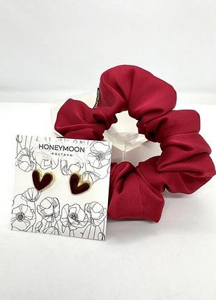 🎁 мини подарочный сет: резинка-скранч из искусственного шелка и серьги honeymoon_es