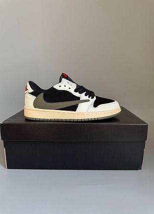Уцінка кросівки nike air jordan 1 low x travis scott olive