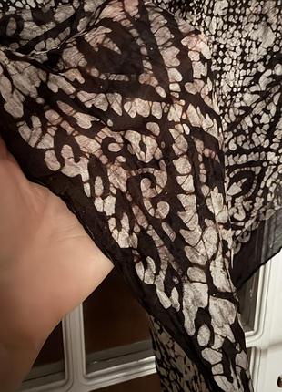 Шовкова хустка шифон в етно стилі батик / великий шовковий шарф каре 100% silk