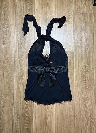 † bay mesh bow halter top