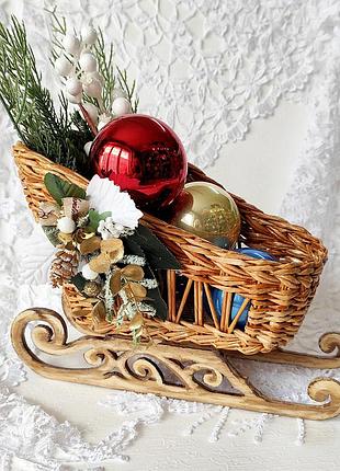 Новогодний декор санки 7