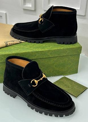 Черевики gucci замша чорні